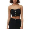 Hot GANNI Corsagen-Top Aus Stretch-Anzugstoff Black