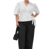 Online GANNI Cotton Poplin Drapey Wrap Blouse Bright White