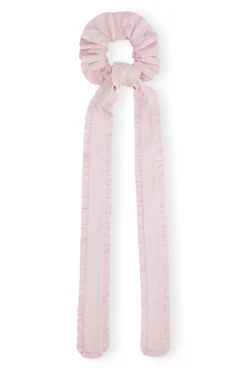 Outlet GANNI Cotton Poplin Frill Bow Scrunchie Light Lilac