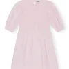 Shop GANNI Cotton Poplin Mini Smock Dress Light Lilac
