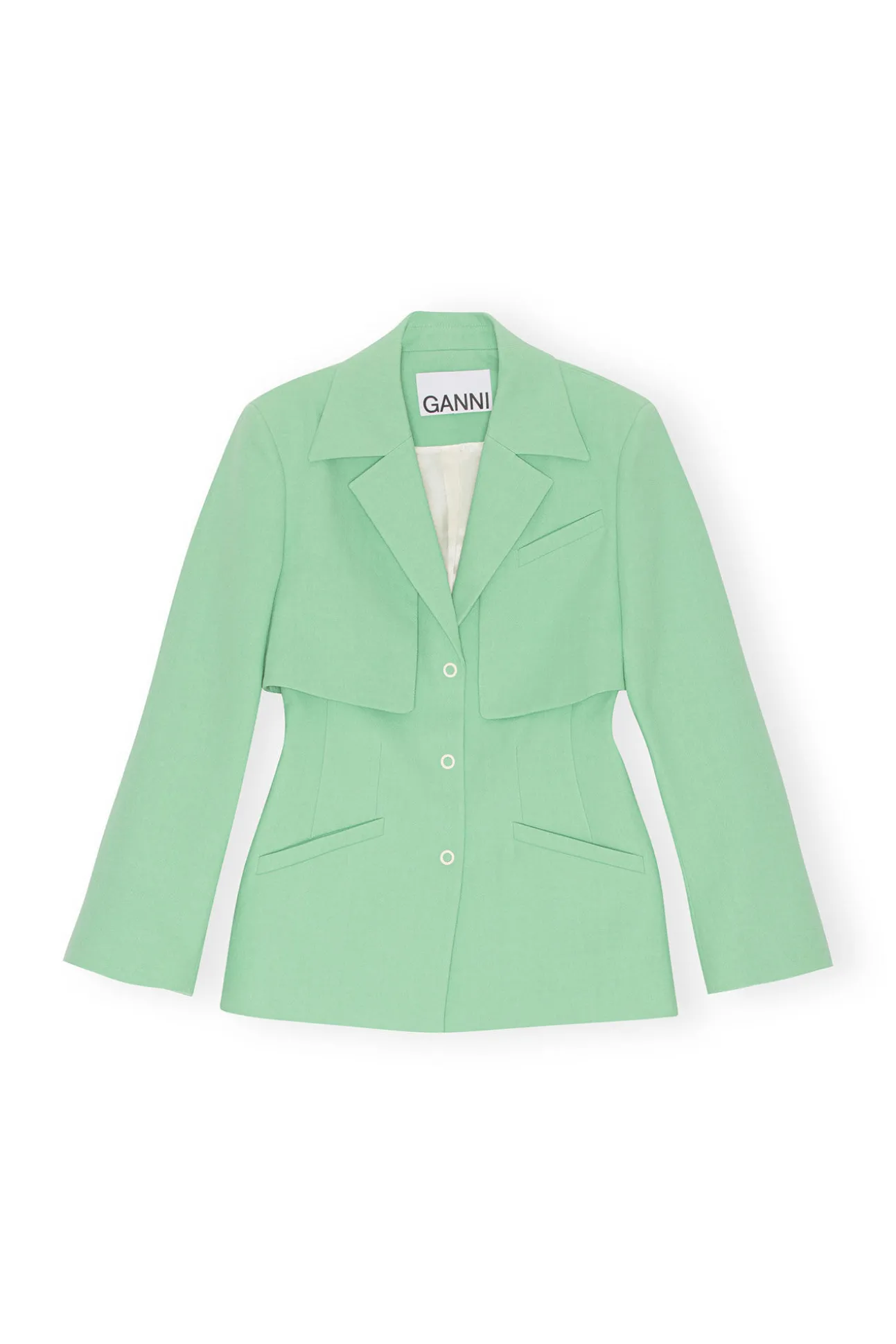 Fashion GANNI Cotton Suiting Blazer Peapod
