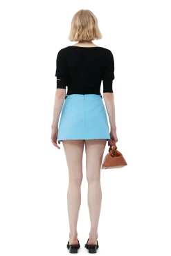 Store GANNI Cotton Suiting Mini Skirt Ethereal Blue