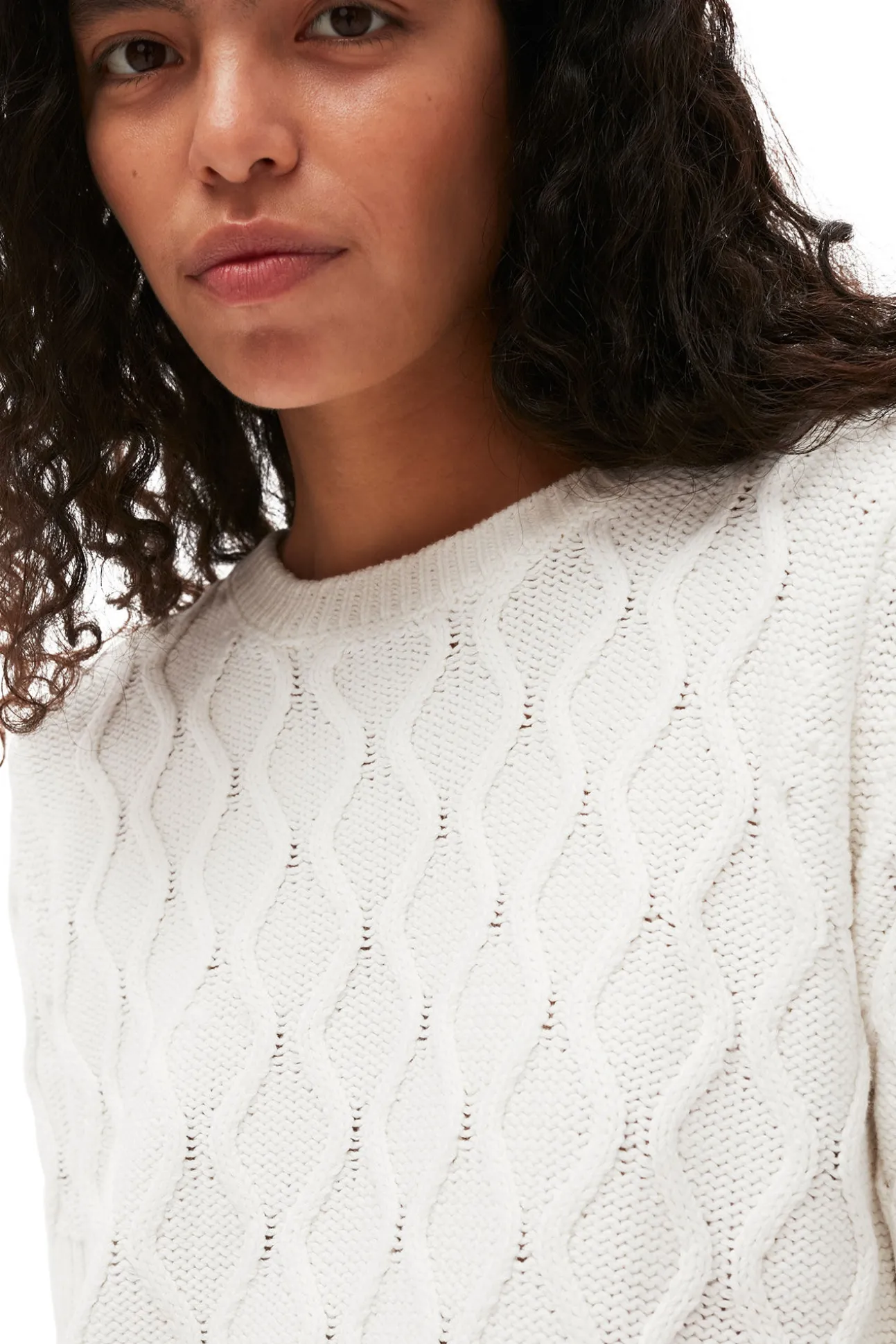 Sale GANNI Cotton-Oberteil Mit Zopfmuster Und Offenem Rucken Bright White