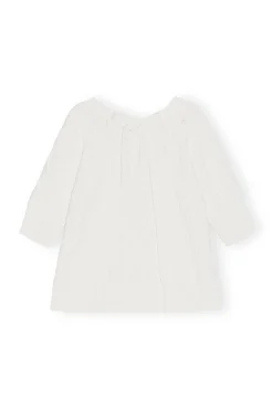 Sale GANNI Cotton-Oberteil Mit Zopfmuster Und Offenem Rucken Bright White