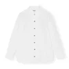 Outlet GANNI Cotton-Poplin-Shirt Mit Ruschen Bright White