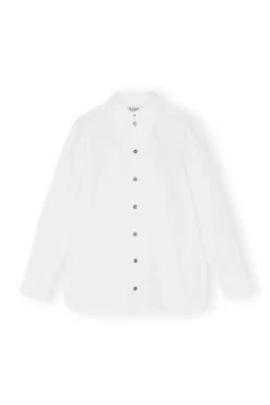 Outlet GANNI Cotton-Poplin-Shirt Mit Ruschen Bright White