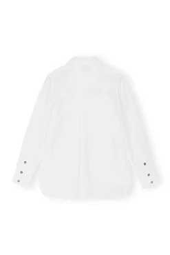Outlet GANNI Cotton-Poplin-Shirt Mit Ruschen Bright White