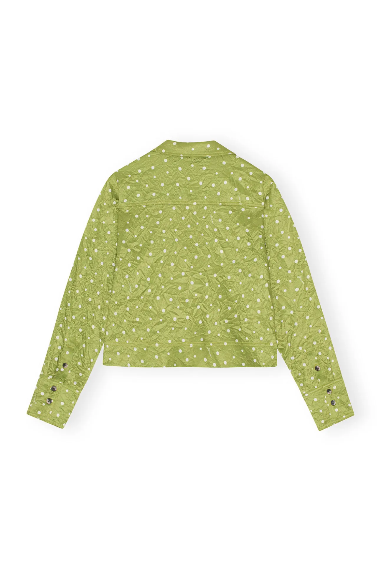 Cheap GANNI Crinkled Satin Cropped Blazer Shirt Going Green