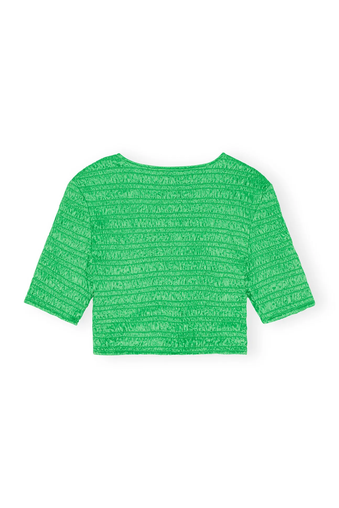 Store GANNI Crinkled Satin Cropped Smock Blouse Bright Green