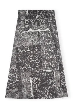 Discount GANNI Crinkled Satin Maxi Skirt Black