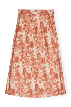Store GANNI Crinkled Satin Maxi Skirt Marsala