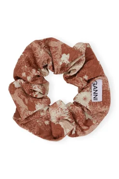 Hot GANNI Crinkled Satin Scrunchie Marsala