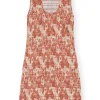 Clearance GANNI Crinkled Satin Smock Mini Dress Marsala