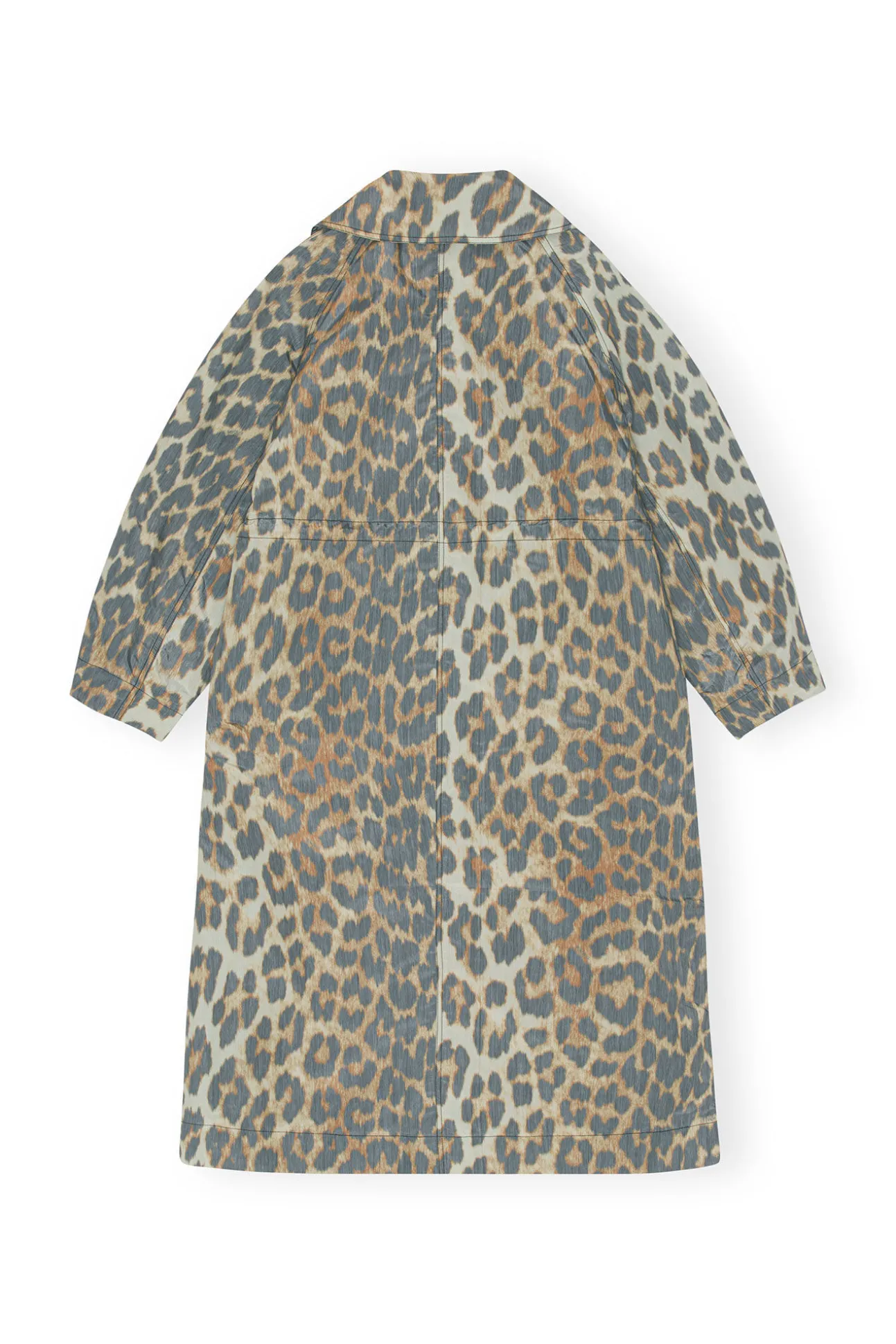 Discount GANNI Crispy Shell Coat Big Leopard Almond Milk