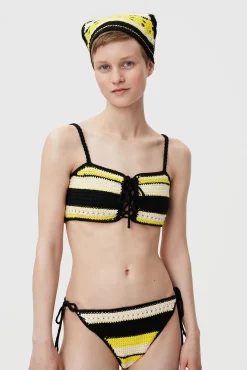 Clearance GANNI Crochet Bandeau Bikini Top Golden Kiwi