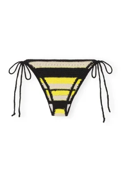 Discount GANNI Crochet String Bikini Briefs Golden Kiwi
