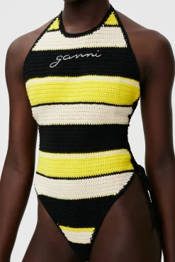 Flash Sale GANNI Crochet Tieband Swimsuit Golden Kiwi