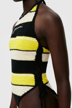Flash Sale GANNI Crochet Tieband Swimsuit Golden Kiwi