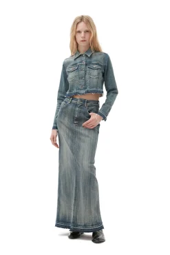 Cheap GANNI Crop-Jeansjacke Mit Gefarbten Saumen Tint Wash