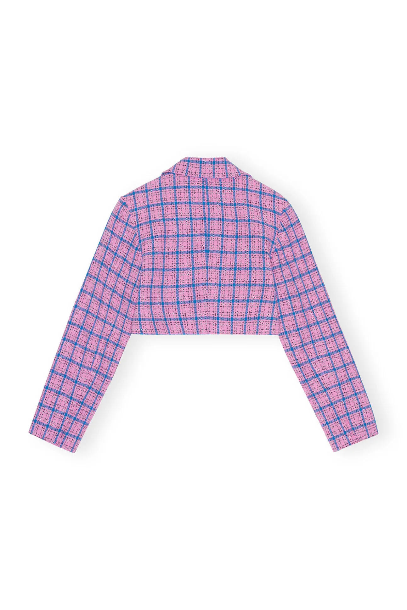 Fashion GANNI Cropped-Blazer Aus Kariertem Anzugstoff Wild Orchid