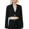 Flash Sale GANNI Cropped-Blazer Aus Stretch-Anzugstoff Black