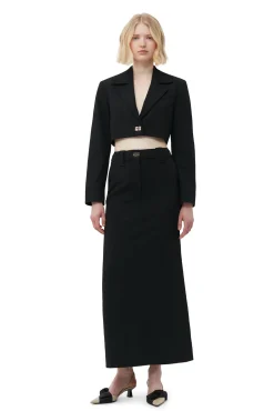 Flash Sale GANNI Cropped-Blazer Aus Stretch-Anzugstoff Black