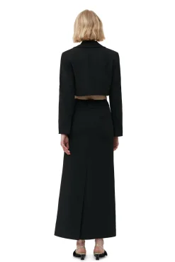 Flash Sale GANNI Cropped-Blazer Aus Stretch-Anzugstoff Black