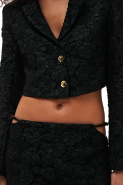 Best GANNI Cropped-Blazer Aus Stretch-Jacquard Black