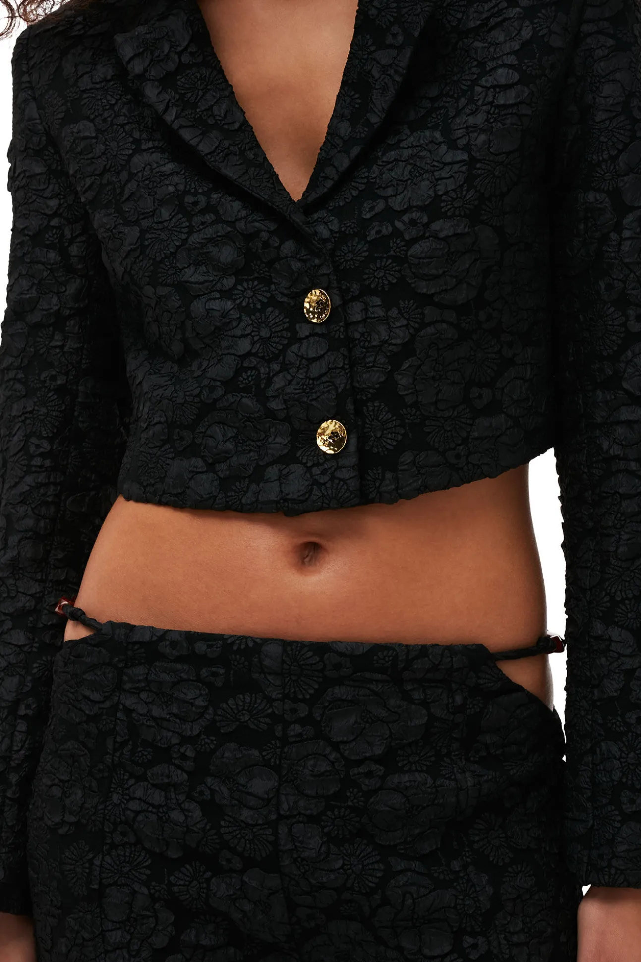 Best GANNI Cropped-Blazer Aus Stretch-Jacquard Black