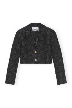 Best GANNI Cropped-Blazer Aus Stretch-Jacquard Black