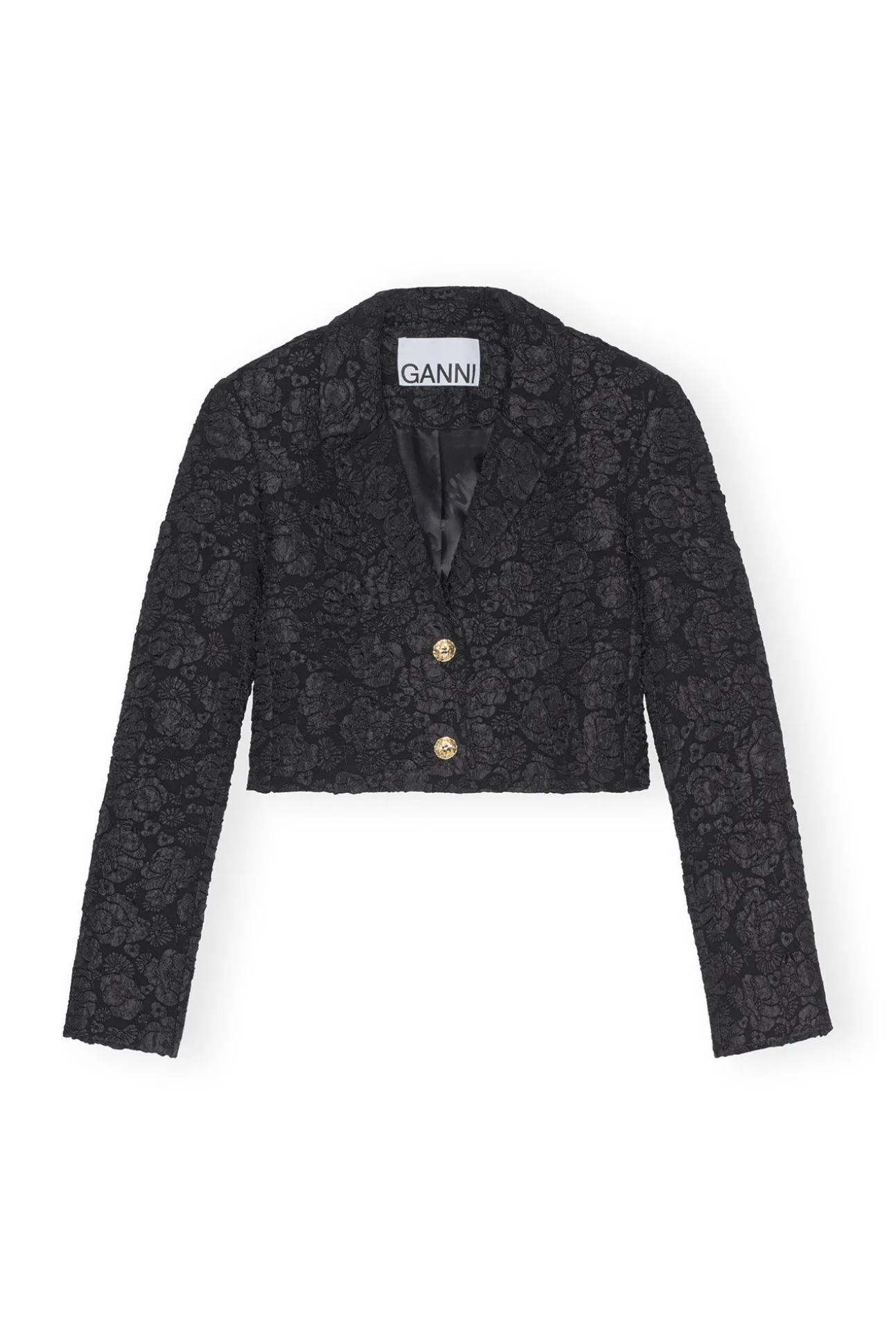 Best GANNI Cropped-Blazer Aus Stretch-Jacquard Black