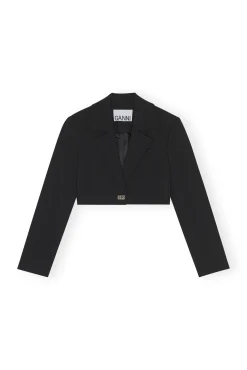 Flash Sale GANNI Cropped-Blazer Aus Stretch-Anzugstoff Black