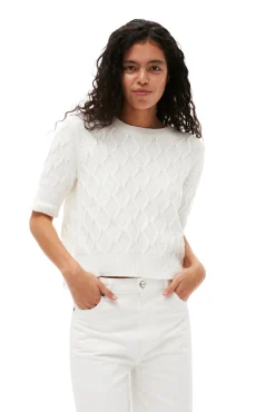 Cheap GANNI Cropped-Jeans Aus Weisem Denim Bright White