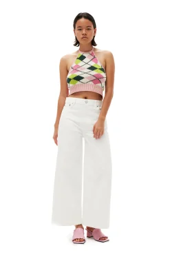Cheap GANNI Cropped-Jeans Aus Weisem Denim Bright White