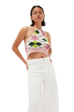 Cheap GANNI Cropped-Jeans Aus Weisem Denim Bright White