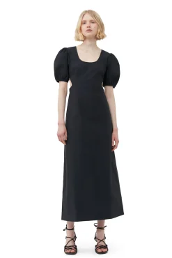 Sale GANNI Cutout-Kleid Aus Cotton Poplin Black