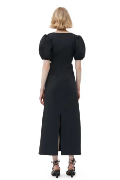 Sale GANNI Cutout-Kleid Aus Cotton Poplin Black