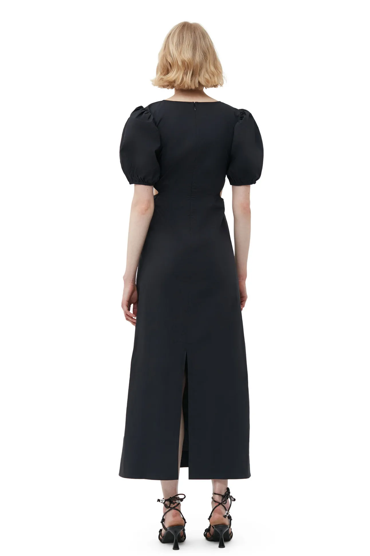 Sale GANNI Cutout-Kleid Aus Cotton Poplin Black