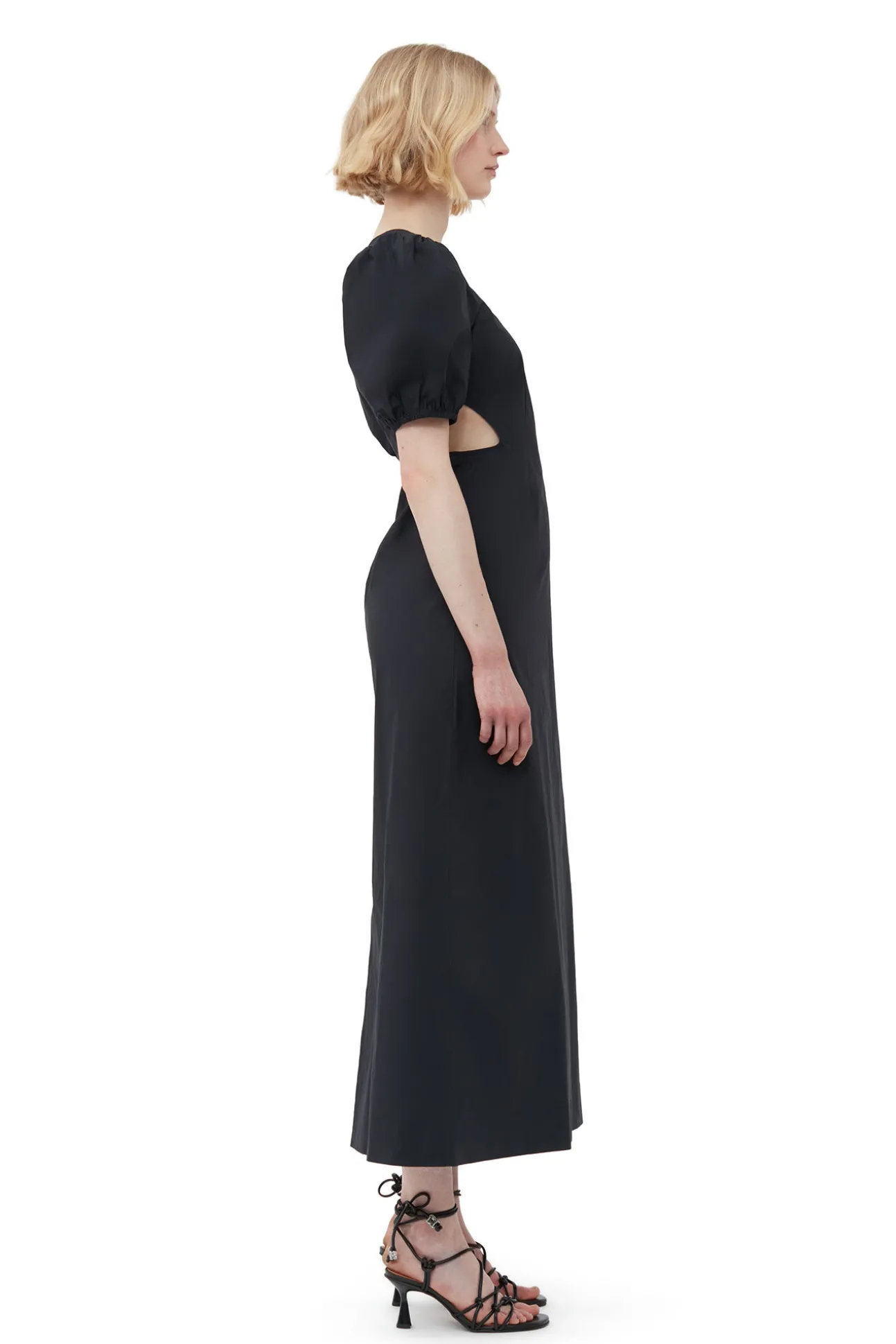 Sale GANNI Cutout-Kleid Aus Cotton Poplin Black