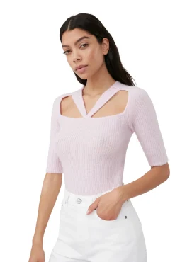 Discount GANNI Cut-Out-Oberteil Aus Weicher Wool Pink Tulle