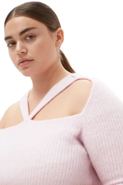 Discount GANNI Cut-Out-Oberteil Aus Weicher Wool Pink Tulle