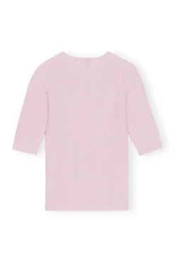 Discount GANNI Cut-Out-Oberteil Aus Weicher Wool Pink Tulle
