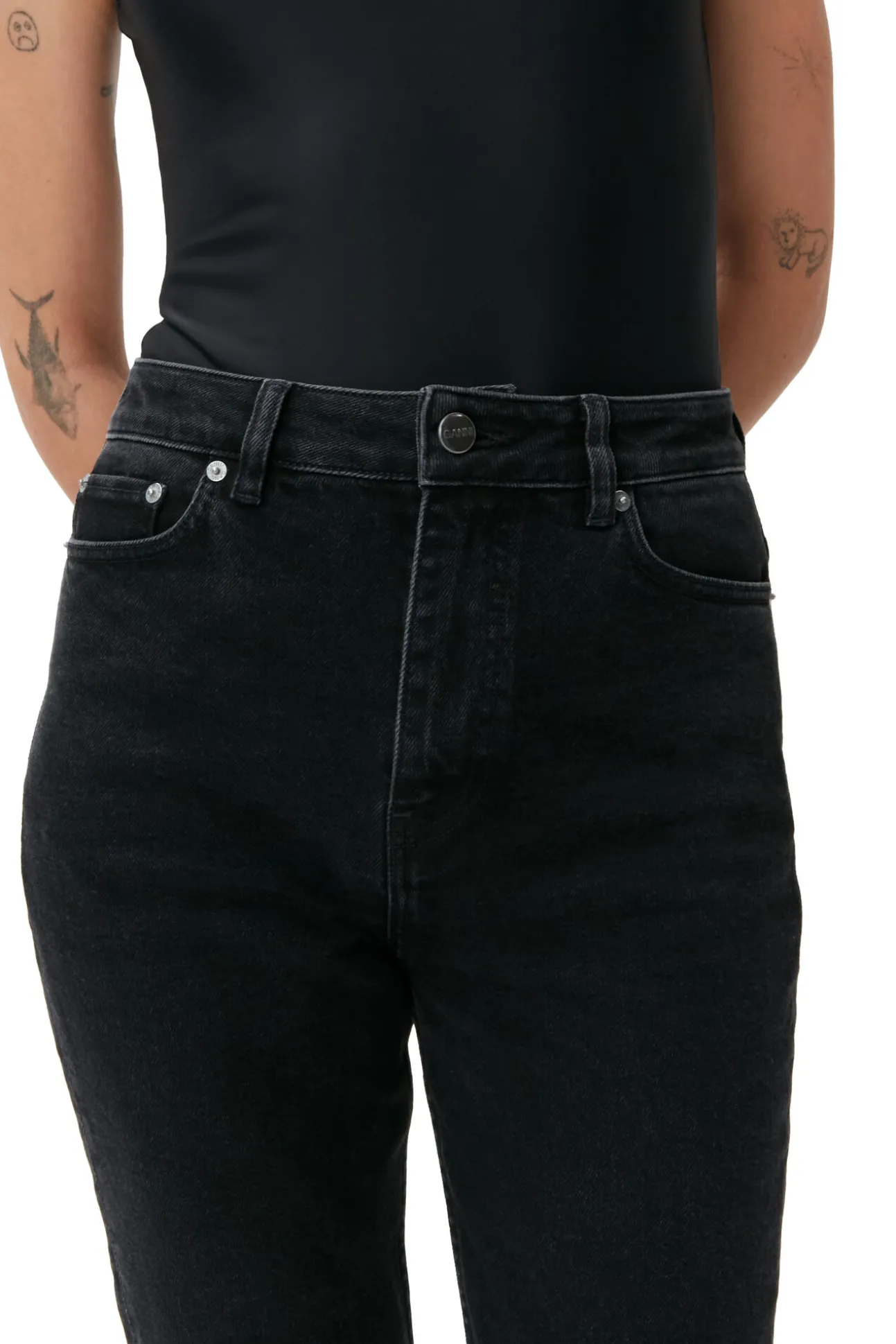 Discount GANNI Cutye Jeans Washed Black/Black