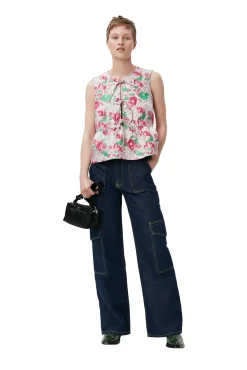 Store GANNI 3D-Jacquard-Bluse Mit Band Sugar Plum