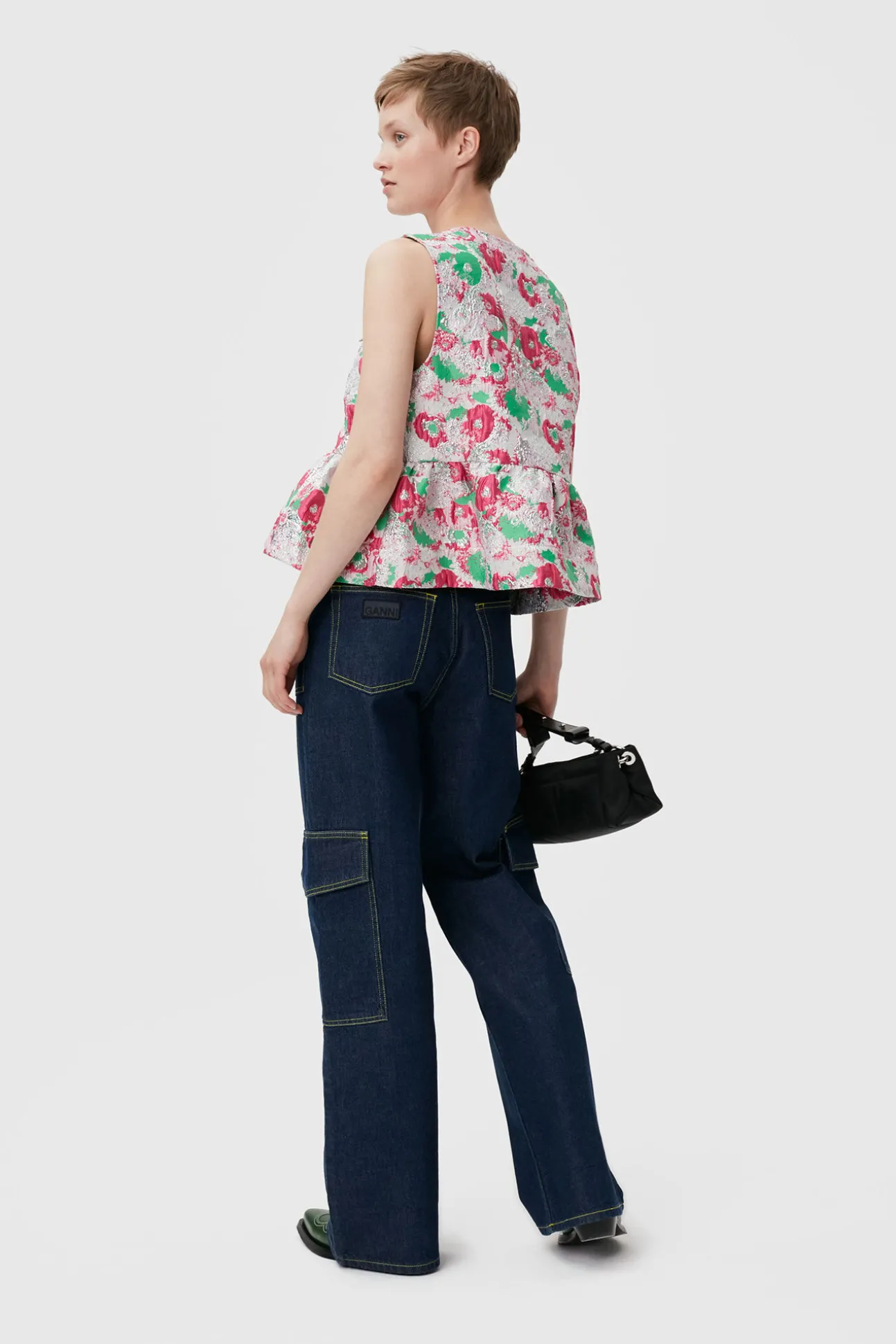 Store GANNI 3D-Jacquard-Bluse Mit Band Sugar Plum