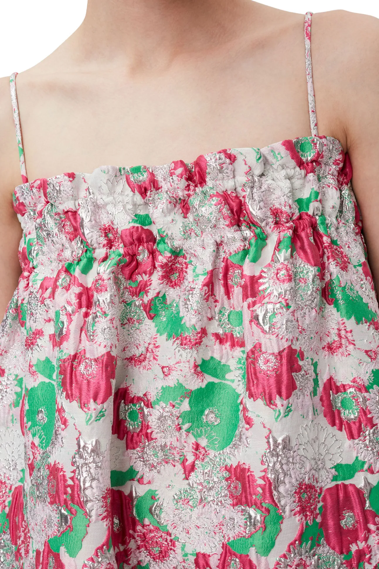 New GANNI 3D-Jacquard-Kleid Mit Tragern Sugar Plum