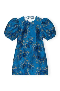 Discount GANNI 3D-Jacquard-Minikleid Mit Offenem Rucken Brilliant Blue