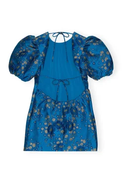 Discount GANNI 3D-Jacquard-Minikleid Mit Offenem Rucken Brilliant Blue