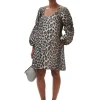 New GANNI 3D-Leopardenminikleid Aus Jacquard Big Leopard Almond Milk