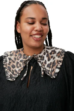 Discount GANNI 3D-Leoparden-Ruschenkragen Aus Jacquard Big Leopard Almond Milk
